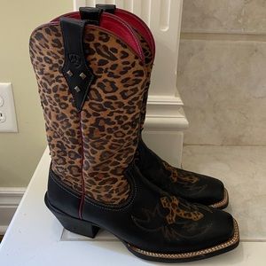 Ariat Women’s Boots, Size 8, Black/Red/Leopard - Gently Used